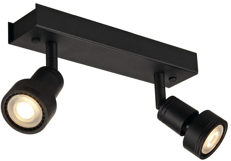 SLV PURI 2, Wand- und Deckenleuchte, zweiflammig, QPAR51, max. 100 W, mit Dekoring, schwarz matt (147370)