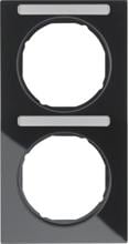 Berker 10122225 Rahmen, 2fach, mit Beschriftungsfeld, senkrecht, R.3, schwarz glänzend