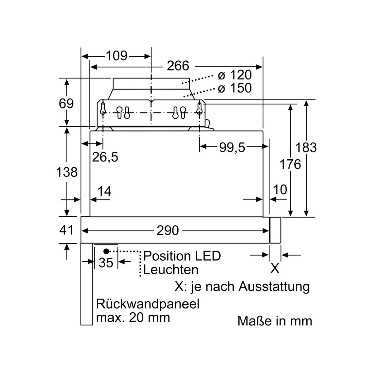 EEK: silbermetallic iQ300 60 A cm breit, LED, Wagner Siemens Flachschirmhaube, Elektroshop Intensivstufe, LI64LB531