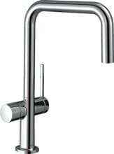 hansgrohe Talis M54 Einhebel-Küchenarmatur U 220, Geräteabsperrventil, 1 Strahlart, Messing,216 mm, G ⅜ Anschlussschläuche, chrom (72807000)