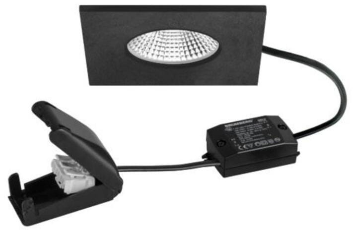 Brumberg BB21 LED-Einbaudownlight, 230 V AC, 50 Hz, 7 W, 36°, 3.000 K, quadratisch, starr, schwarz (38481183AB)