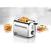 Unold 38326 2er Retro Toaster, 790-950W, Brötchenaufsatz, 7 Röstgrade, auftauen, Edelstahl