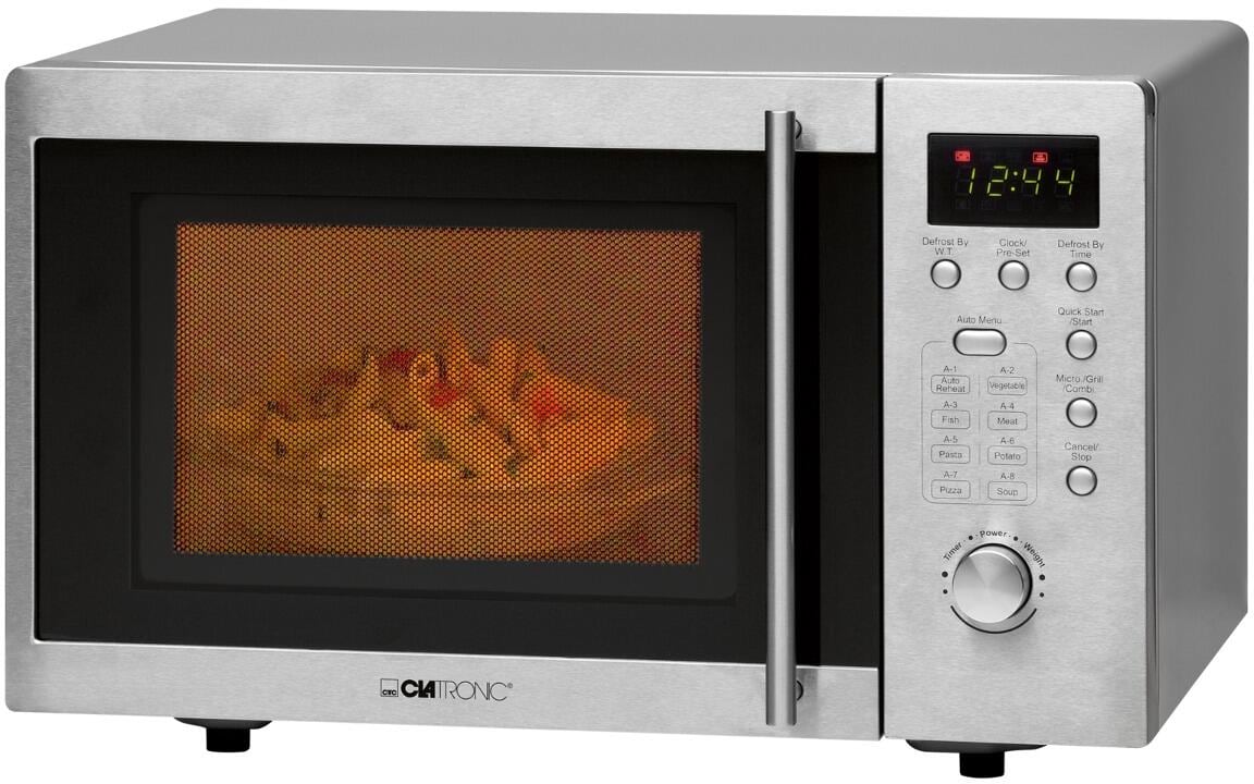 Clatronic MWG 778 U Unterbau Mikrowelle mit Grill, 800 W, 46 cm breit, 20 L, 1000W Grill, Edelstahl (253130)