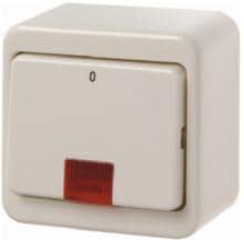 Berker 301240 Kontroll-Wippschalter mit roter Linse, Aufputz, weiß glänzend