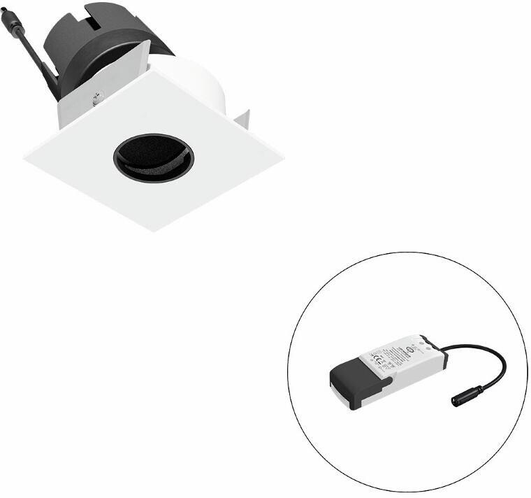 EVN SELECTO LED Deckeneinbau, quadratisch, schwenkbar, IP20, 220-240V/AC, 6W, 557lm, 4000K, inkl. Netzgerät, Phase, Reflektor weiß/matt, 1.627,00cd, m