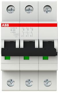 ABB S203M-B20 Sicherungsautomat B-Char., 10 kA, 20A, 3Poilig (2CDS273001R0205)
