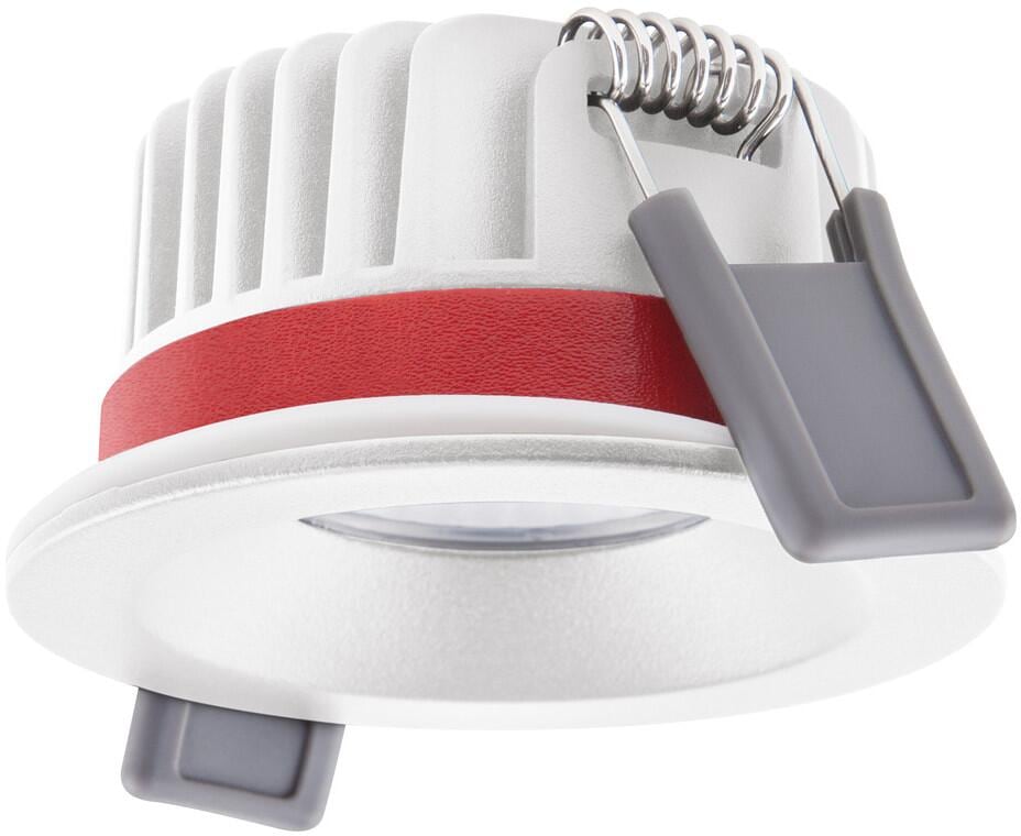 LEDVANCE SPOT FIRE RATED FIX P 8W 927 PS DIM, Einbaustrahler, feststehend, IP65, 2700K, warmweiß, Aluminium, weiß (4058075799721)