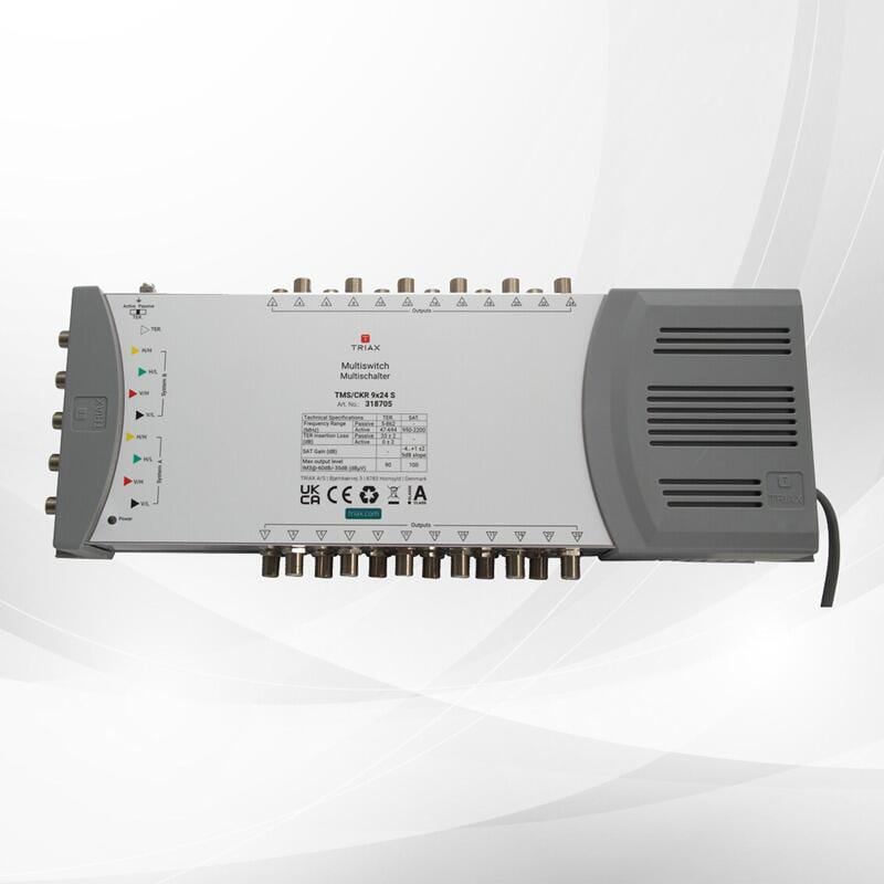 Triax TMS/CKR 9x24S Einzel-Multischalter, 9 Eingängen, 24 Ausgängen, terrestrisch, aktiv/passiv (318705)