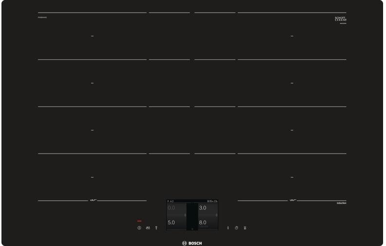 Bosch PXY801KW1E Induktionskochfeld, Glaskeramik, 80 cm breit, PerfectCook, PerfectFry, schwarz