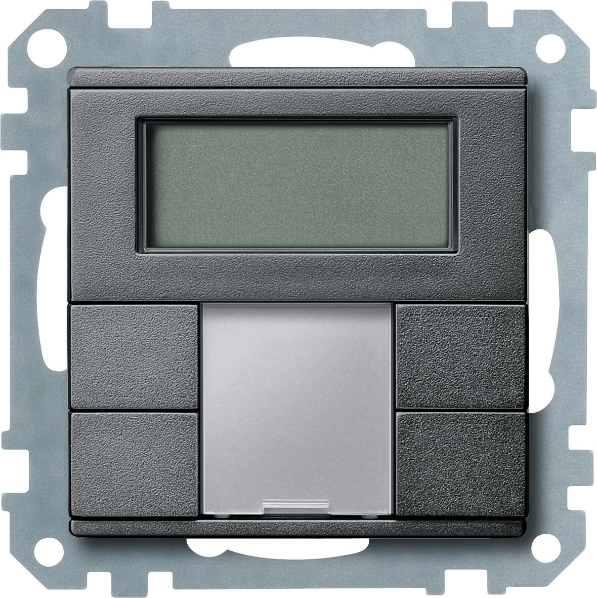 Merten Taster, System M, 2fach plus mit Raumtemperaturregler, anthrazit matt (MEG6212-0414)