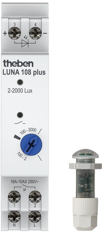 Theben LUNA 108 plus EL Dämmerungsschalter DIN-Schiene/Hutschiene, Einbau-Lichtsensor, 1 TE 1080900