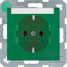 Berker 47501913 Steckdose SCHUKO mit Beschriftungsfeld und Aufdruck, S.1/B.3/B.7, grün matt