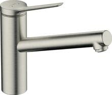 hansgrohe Zesis M33 Einhebel-Küchenarmatur 150, Niederdruck/offene Warmwasserbereiter, 1 Strahlart, Messing, 220 mm, G ⅜ Anschlussschläuche, Edelstahl Finish (74806800)