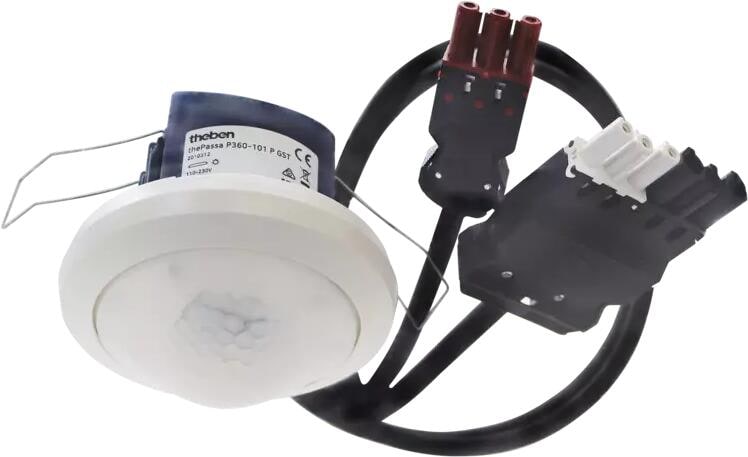 Theben thePassa P360-101 P GST Präsenzmelder (PIR) Korridormelder, Deckenmontage innen, 360° rechteckig, Kabel und Wieland GST18 Stecker, 1 Kanal Lich