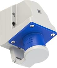 PCE CEE-Wandgerätestecker, 16A, 3p, 6h, IP44, Deckel, blau (513-6d)