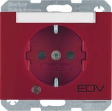 Berker 41107115 Steckdose SCHUKO mit Kontroll-LED, Beschriftungsfeld und erhöhtem Berührungsschutz, K.1, rot glänzend