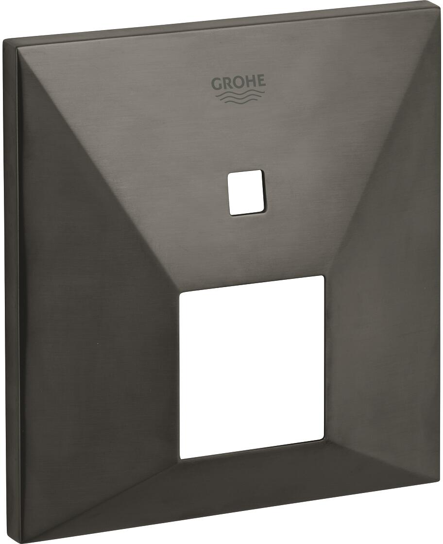 GROHE Rosette, eckig, für Einhandmischer-Fertigmontageset mit 2-Wege Umstellung, hard graphite gebürstet (48437AL0)