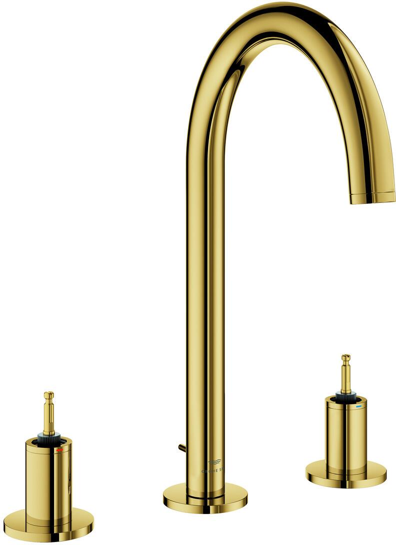 GROHE Atrio Private Collection 3-Loch-Waschtischbatterie, 1/2"", Zugstangen-Ablaufgarnitur, cool sunrise (20593GL0)