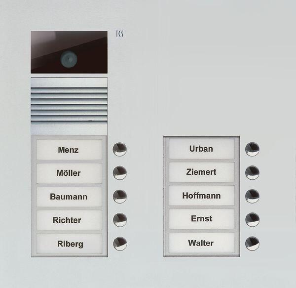 TCS AVU15100-0010 Video Außenstation mit 10 Klingeltasten (rechtsbündig), 2-spaltig, UP, Serie AVU, silber