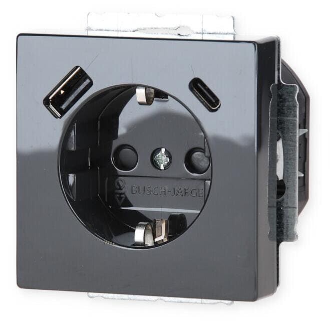 Busch-Jaeger 20 EUCB2USBAC-81 SCHUKO USB-Steckdose, A/C future linear, Anthrazit (2CKA002011A6300)