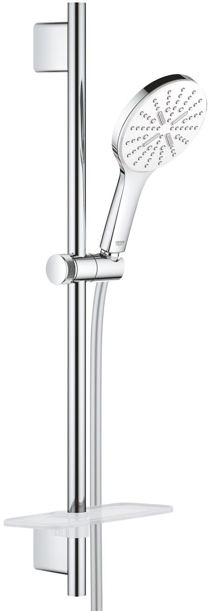 GROHE Rainshower Smartactive 130 Brausestangenset, 3 Strahlarten, EcoJoy, chrom/moon white (26577LS0)