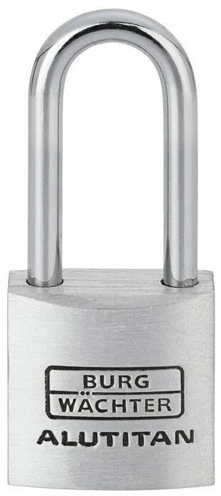 Burg Wächter 770 HB 20 26 Alutitan Zylinder-Vorhängeschloss, hoher Bügel, Aluminium (36010)