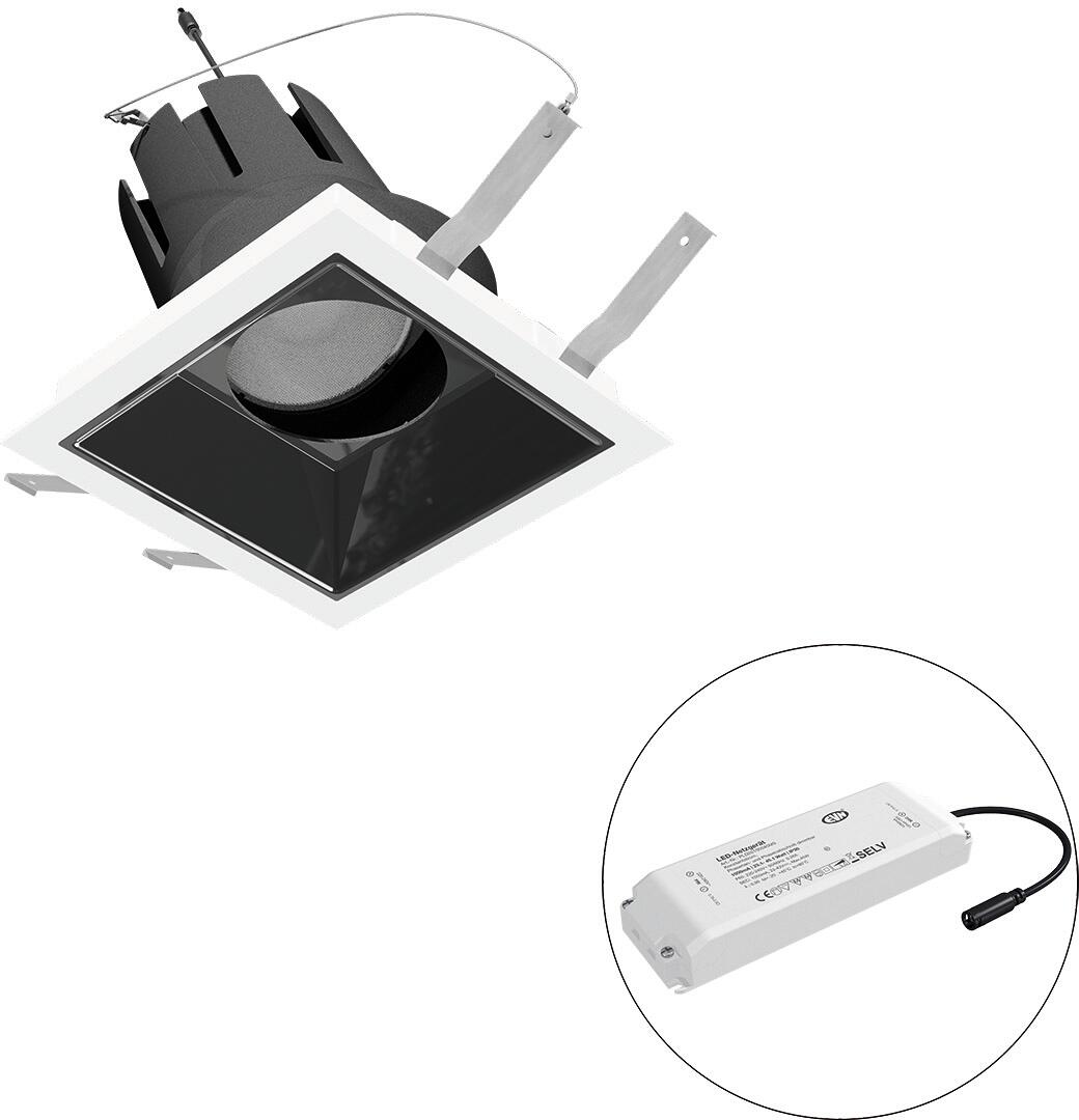 EVN SELECTO LED Deckeneinbau, quadratisch, schwenkbar, IP20, 220-240V/AC, 38W, 4000K, 4655lm, inkl. Netzgerät, Phase, Reflektor schwarz/hochglänzend,