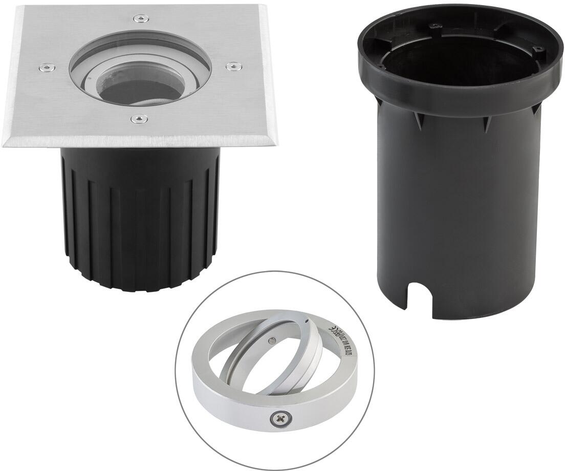 EVN Bodeneinbau, quadratisch, schwenkbar, EDS / Alu, IP67, GU10, max. 35W, 230V, grau (678410)