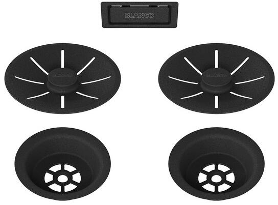 Blanco Ab- und Überlaufset, Doppelbecken, schwarz matt (239979)