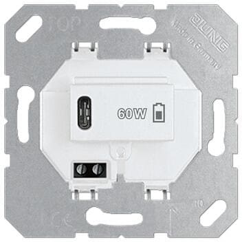 Jung USBPD60CWW USB-PD60-Ladegerät, ohne Abdeckung, Typ-C, alpinweiß