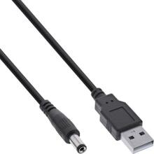InLine USB DC Stromadapterkabel, USB A Stecker zu DC 5,5x2,10mm Hohlstecker, schwarz (26806G)