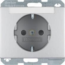 Berker 47387003 Steckdose SCHUKO mit Beschriftungsfeld, mit erhöhtem Berührungsschutz, K.5, alu matt, lackiert
