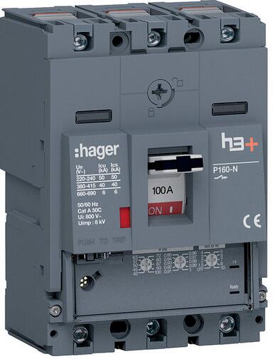 Hager HNS100GC Leistungsschalter h3+ P160 LSnI 3P3D 100A 40kA CTC