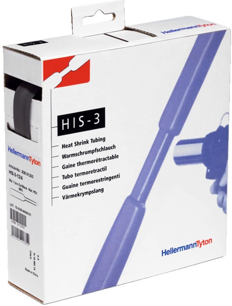 Hellermann HIS-3-9/3-PEX-BK Warmschrumpfschlauch, 3:1 (9/3 mm), 5 m, schwarz