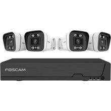 Foscam FN 9108 E B4 2T Bullet Outoor 8-Kanal 3K 5 MP POE Komplettset Für Die Videoüberwachung Mit 4 Überwachungskameras, schwarz