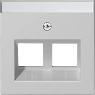 Gira 2640015 Abdeckung mit 30° Schrägauslass und Beschriftungsfeld für Tragring Modular Jack 2fach, System 55, grau matt