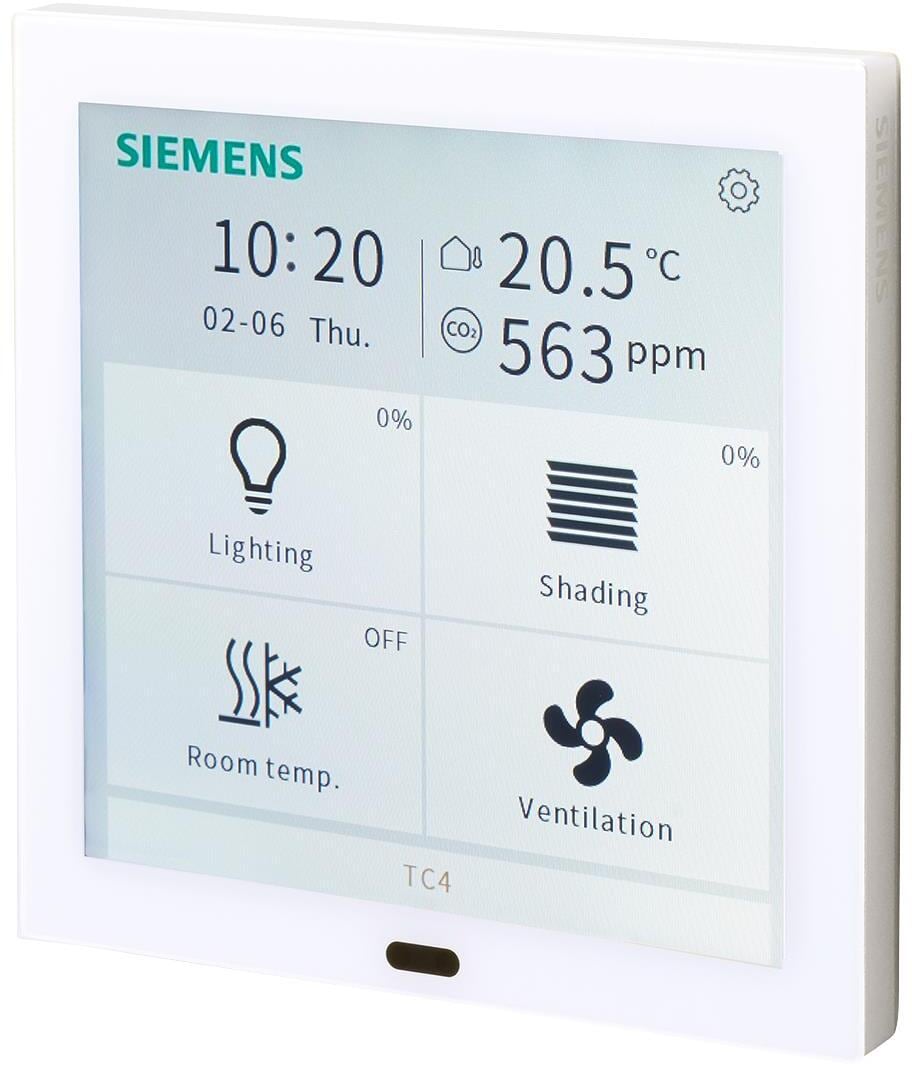 Siemens UP 204S12 KNX Touchpanel 4 Zoll Farbtouchdisplay 480 x 480, Unterputz, mit Raumtemperaturfühler, mit Zeitschaltuhr, weiß (5WG1204-2SB12)