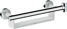 hansgrohe Unica Haltegriff Comfort mit Ablage und Duschkopfhalterung, Messing, Weiß/Chrom, (26328400)