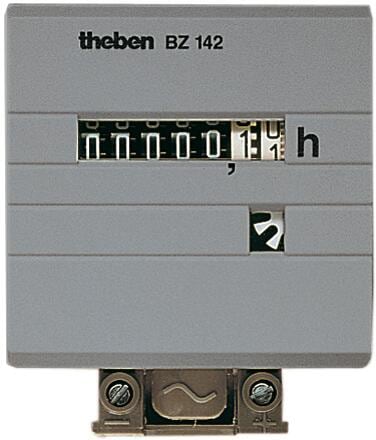 Theben BZ 142-3 10V Betriebsstundenzähler Front 48 x 48 mm, mit Stecksockel für 35 mm DIN-Schiene, Berührungsschutz, 10 V DC - 80 V DC, IP 65 (Frontra