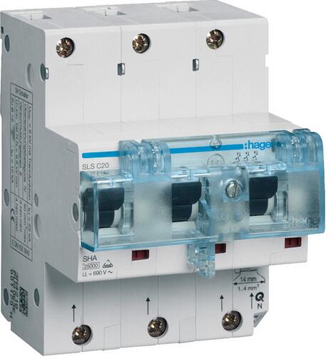 Hager HTN320C SLS Schalter 3-Polig, Cs-Charakteristik, 20A, für Hutschienenmontage