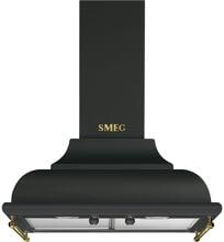 Smeg KC16AOE EEK: A Wandhaube Trapez, 60 cm breit, 798 m³/h, Bedienknebel, 3 Leistungsstufen + Intensiv, LED-Beleuchtungen, Metall-Fettfilter, amthrazit