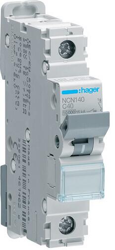 Hager NCN140 Leitungsschutzschalter 1 polig 10kA/15kA C-40A 1M