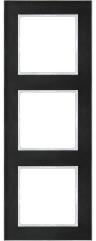 Jung AC 583 GL SW Glasrahmen 3-fach für waagerechte und senkrechte Kombination für die Serie A, Glas Schwarz, A creation Rahmen