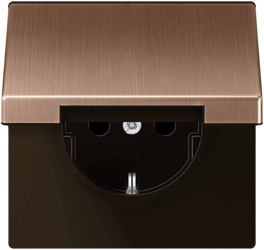 Jung BRG1520KIPL Zentralplatte für SCHUKO -Steckdoseneinsätze, Safety Plus, Metall, PVD-beschichtet, Serie LS, Bronze gebürstet