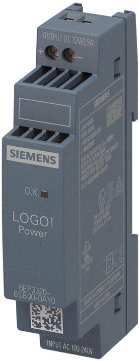 Siemens 6EP3320-6SB00-0AY0 LOGO!POWER 12 V / 0,9 A Geregelte Stromversorgung Eingang: AC 100-240 V Ausgang: DC 12 V / 0,9 A