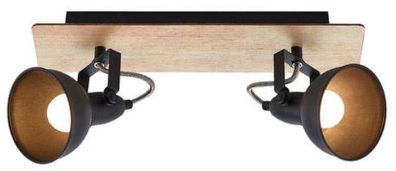 Brumberg DACTYL Deckenanbauleuchte, 2 x E14, max. 10W, Holzgehäuse und Metallschirm, Holz hell und schwarz (57112180)