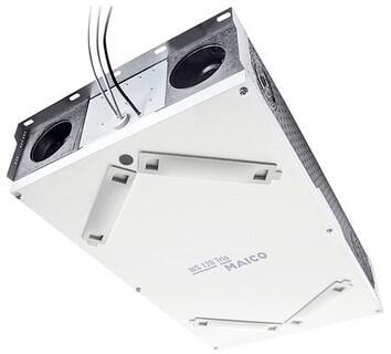 Maico WS 120 Trio LRV Zentrales Lüftungsgerät, 20W, 40m³/h-120m³/h, Längsdurchströmt, Abluft rechts, integriertes Vorheizregister (0095.0658)
