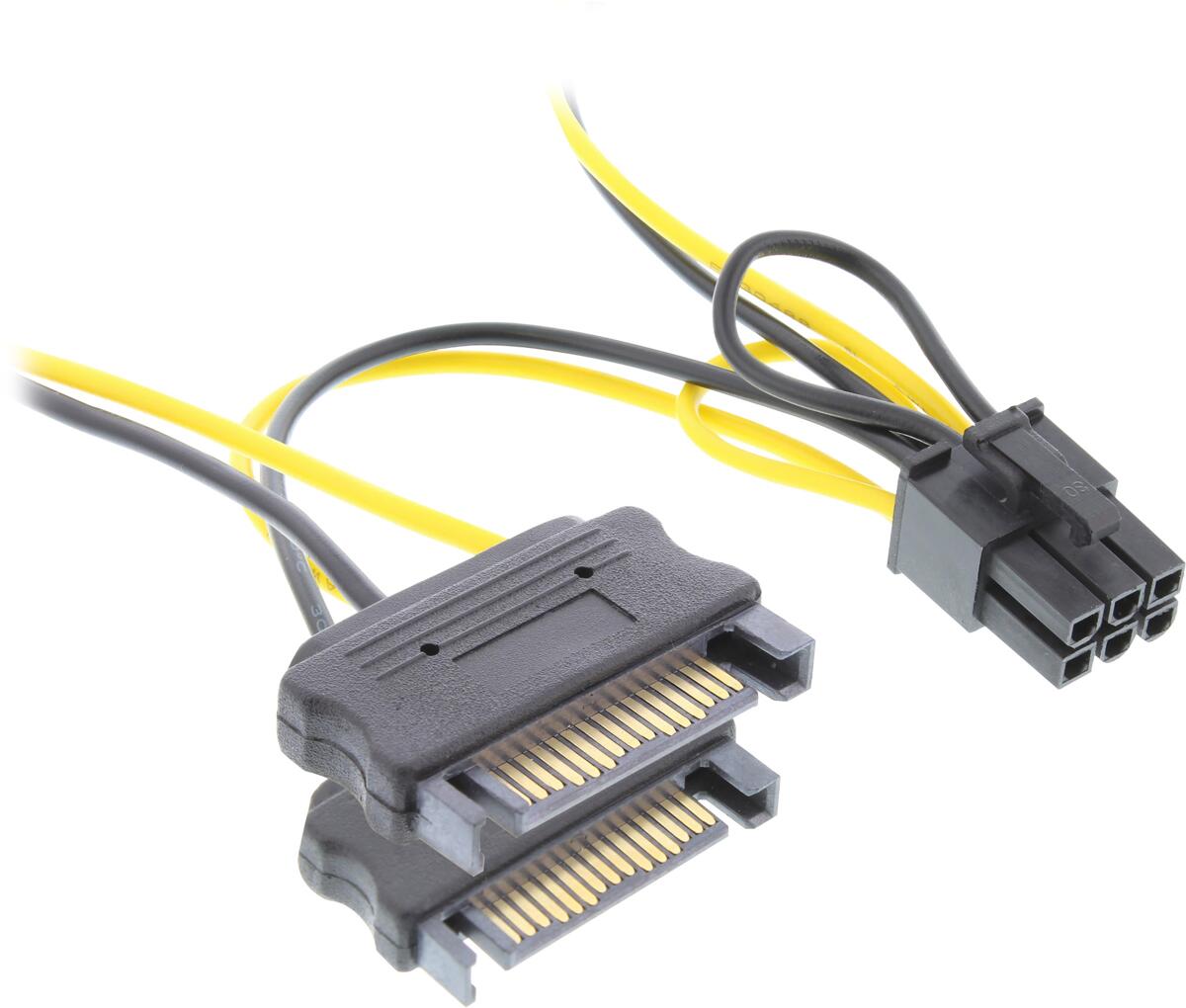 InLine Stromadapter int., 2x SATA zu 6pol. für PCIe (PCI-Express) Grafikkarten (26628B)