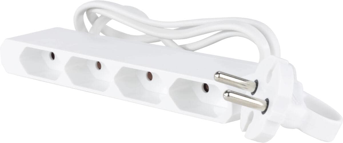 REV Mehrfach-Euro-Steckdosenleiste, 4-Fach, flaches Gehäuse, 1,5m Kabel, weiß (0016016102)