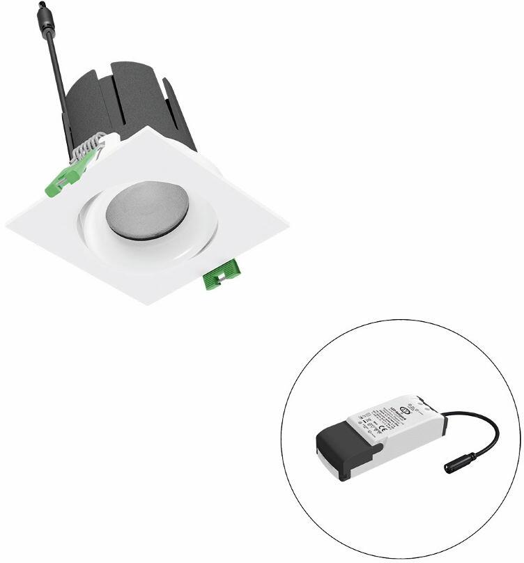 EVN SELECTO LED Deckeneinbau, quadratisch, schwenkbar, IP20, 220-240V/AC, 13W, 1752lm, 4000K, inkl. Netzgerät, Phase, Reflektor weiß/matt, 32.593,00cd